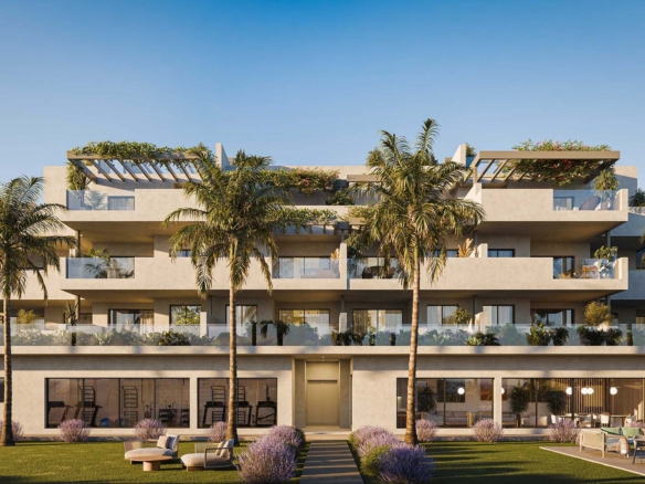 Alura Living Casares Costa – luksusowe apartamenty i penthouse’y na Costa del Sol w Casares – FACHADA DIURNA Baja | Le Mand Nieruchomości